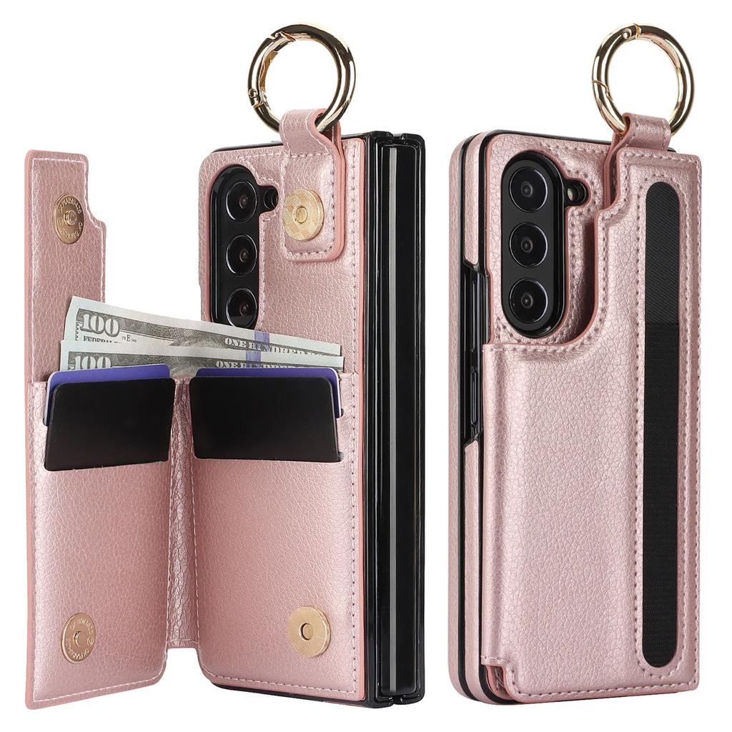 PU Leather Phone Case for Samsung Galaxy Z Fold 7 6 5 4 3 Wallet with Ring Card Holder (no Pen)