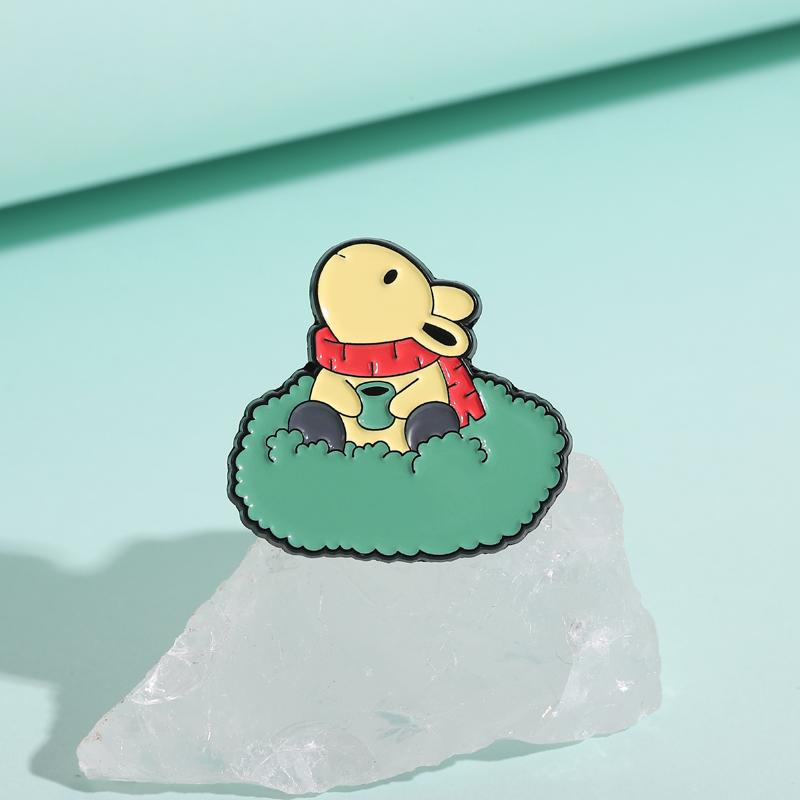 Rabbit Knitting Sleeping Enamel Pins Coffee Bunny Brooches Lapel Badges Cartoon Cute Animal Jewelry Gift for Friends