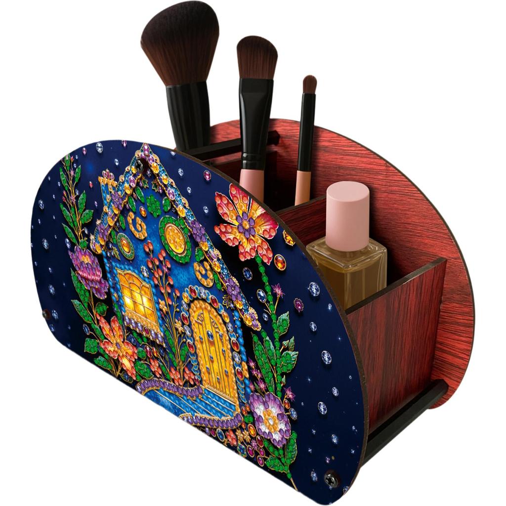 Completed Diamond Art Wooden Storage Box Handmade Storage Holder Case Makeup Brush Storage Box for Women Gifts Desktop Decor
