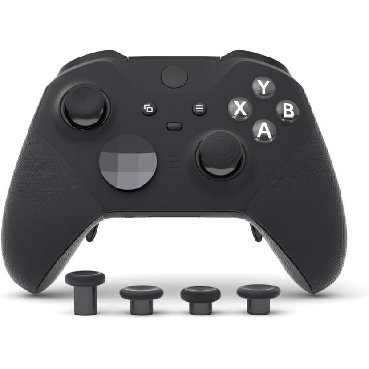 eXtremeRate 6 in 1 Metal Replacement Thumbsticks for Xbox Elite Series 2 Controller, Metallic Black Swappable Magnetic Analog Stick Joystick Caps for