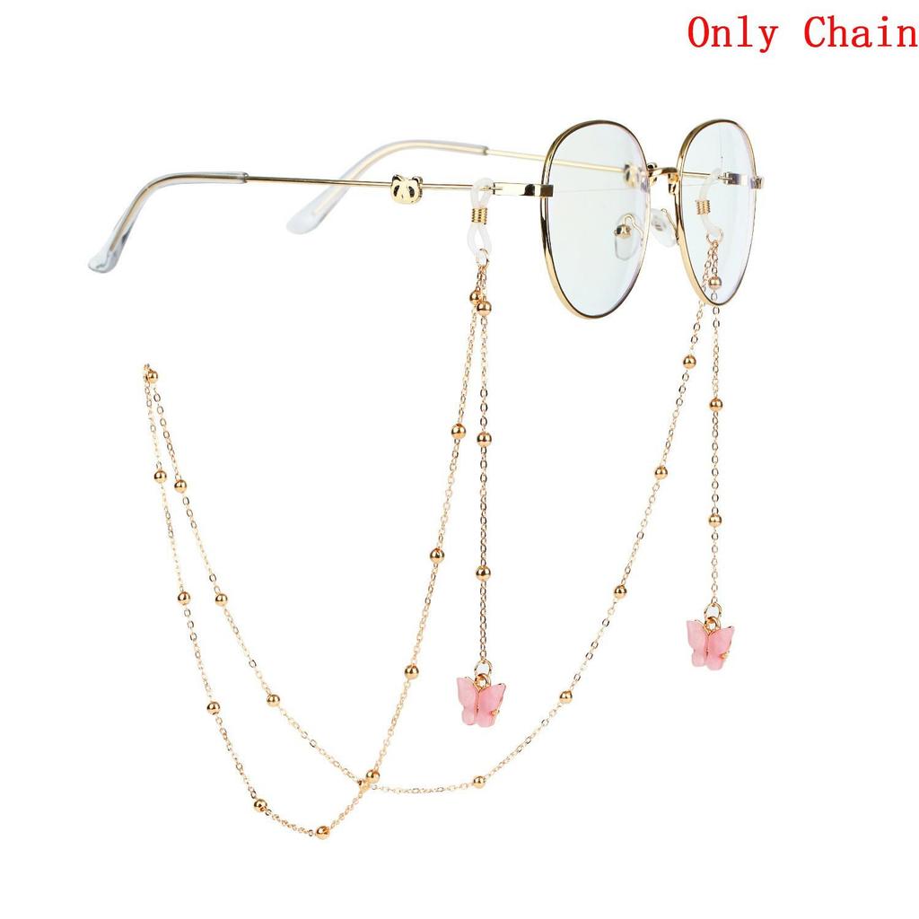2025 Stylish Butterfly Pendant Glasses Chain with Round Beads - European & American Anti-lost Design