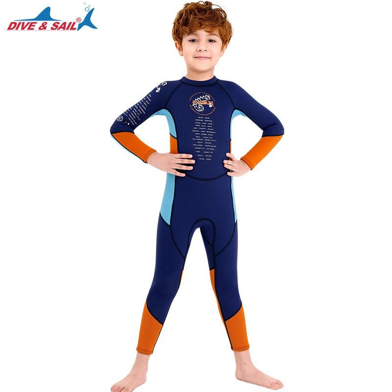 Children's Warm Swimsuit 2.5MM One-piece Diving Suit Men's Long-sleeved Cold-proof Snorkeling Surfing Jellyfish