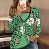 Tops for Women  Leopard Print Long Sleeve Fake Two‑Piece Top Fall Casual Slim Pullover Women's Long Sleeve Top
