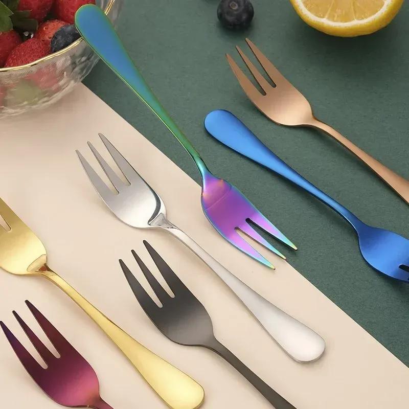 1010 Series Stainless Steel Fruit Fork, Three Tooth Cake, Dessert Fork, Hotel Tableware, Gift, Laser Logo