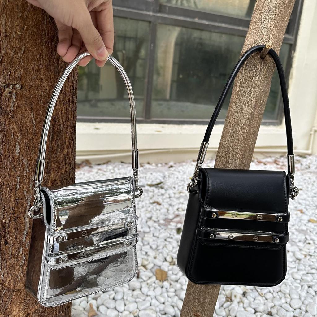Retro Shiny Leather Mobile Phone Bag Unisex Crossbody Bag Mini Shoulder Bag Small Square Bag Versatile Handbag