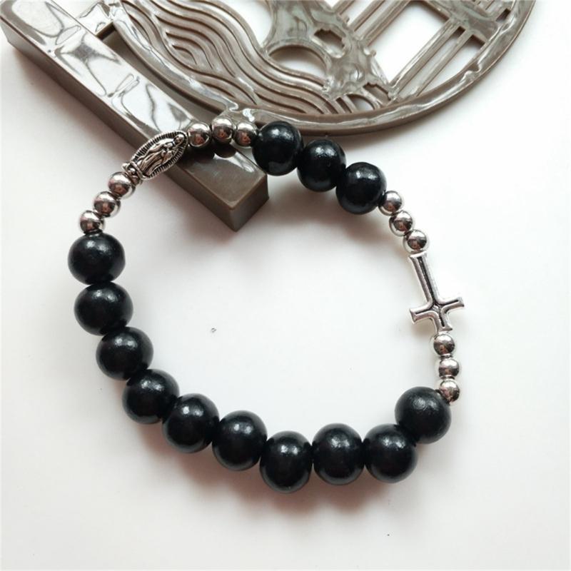 Catholic Cross Finger Chain Vintage Rosary Baptism Rosaries Bracelet for Baptism Favor Christening Women Men Jewelry