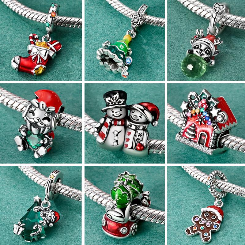 Charms Original Copper Christmas Halloween Santa Claus Snowman Bead Fit Bracelets Pendant Bangle Jewelry Gift