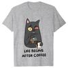 Das Leben beginnt nach dem Kaffee Vintage T-Shirt Lustiges erstes Kaffee-Männer-T-Shirt Neuer Trend T-Shirt T-Shirt Kaffee-Katzen-Liebhaber Männer Frauen T-Shirts