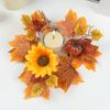 Rustic Fall Candle Decoration Rings Wreaths Artificial Maple Leaf Ring for Pillar Seasonal