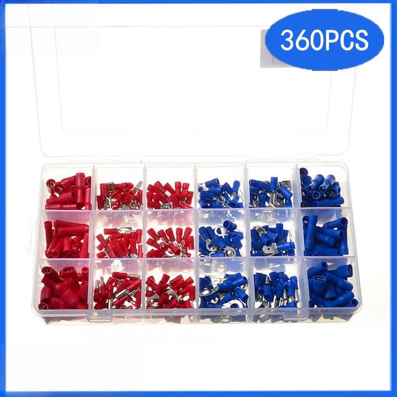 360Pcs/Box Red & Blue Pre-insulated Spade Crimp Terminals, Bullet Quick Connect Wire Connectors