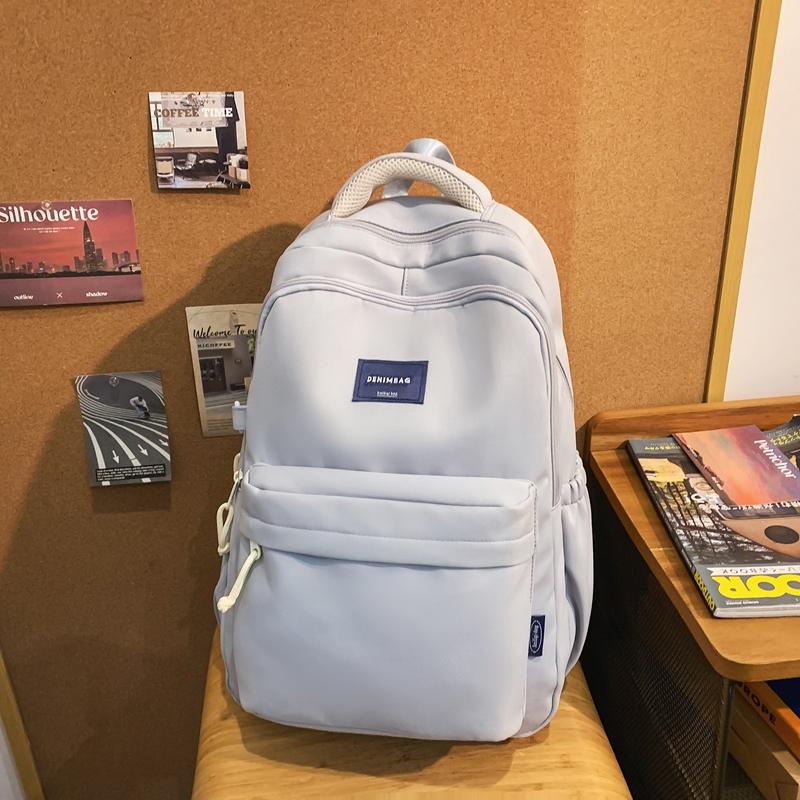 Women Large Capacity Backpack Student Schoolbag Men Solid Color Backpack
