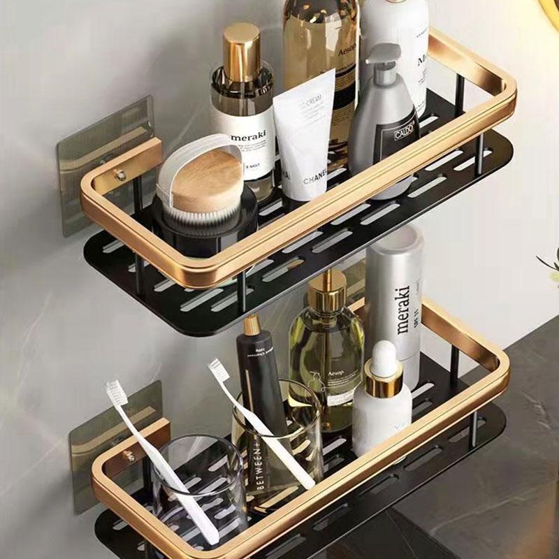 Baderomshyller Perforert-gratis toalettoppbevaringshylle Toalettsaker Veggfeste Oppbevaringsstativ Kjøkken Organisering Kosmetisk skap Oppbevaringsstativ