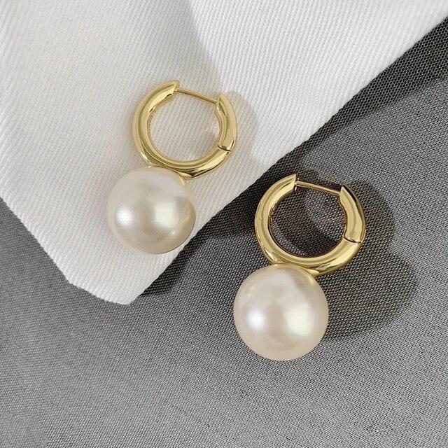 

Женские серьги с крупным зерном, круглые морские ракушки, кулон с искусственным жемчугом, модные украшения