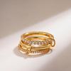 Interlocking Zirconia Two-Tone Diamond Ring, Multi-Element Plain Band