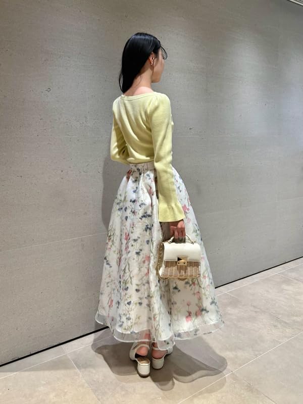 Layered Flower Print Skirt CWFS251054OWHT38