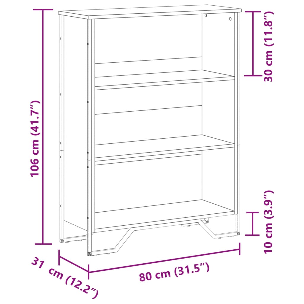 Bookshelf Smoked Oak 80 x 31 x 106 cm Wood Based Material