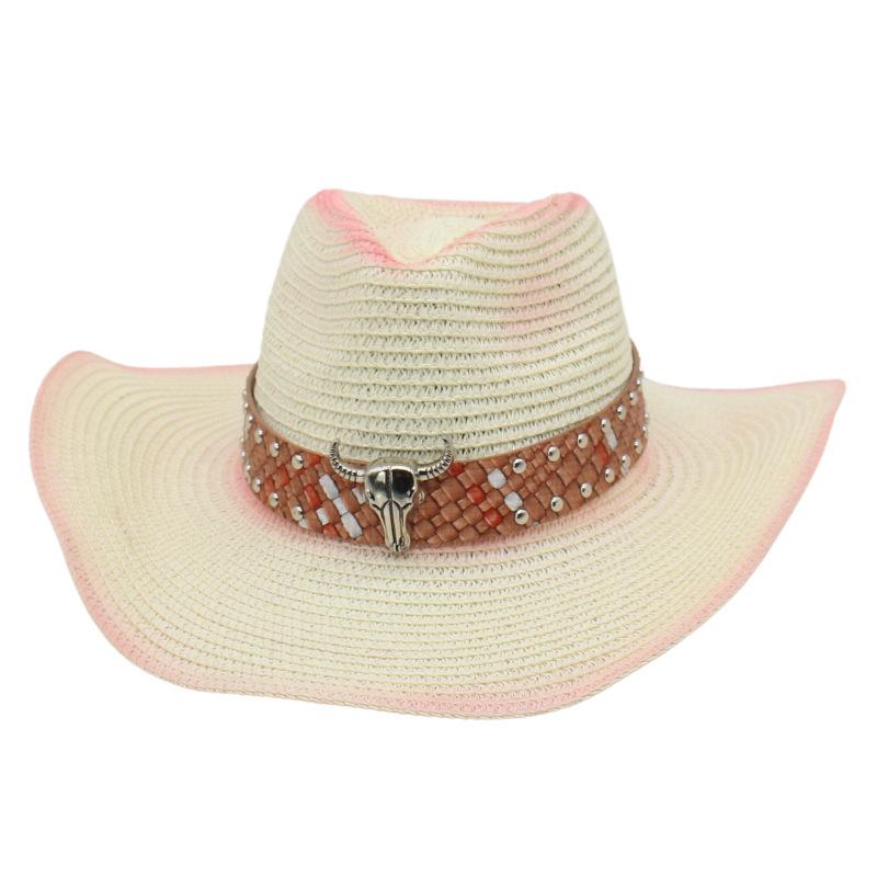 Frühling und Sommer Böhmisch West Stierkopf Cowboy Strohhut Grenzüberschreitender Außenhandel Winddichtes Seil Tibetisch Tibetisch Geschenk Hut