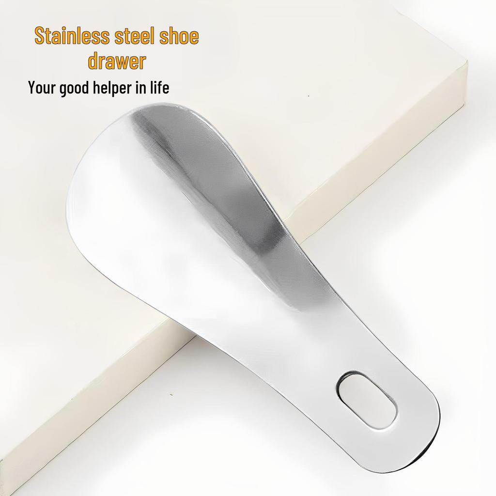 Extended Handle Stainless Steel Shoehorn for Elderly - Portable and Durable