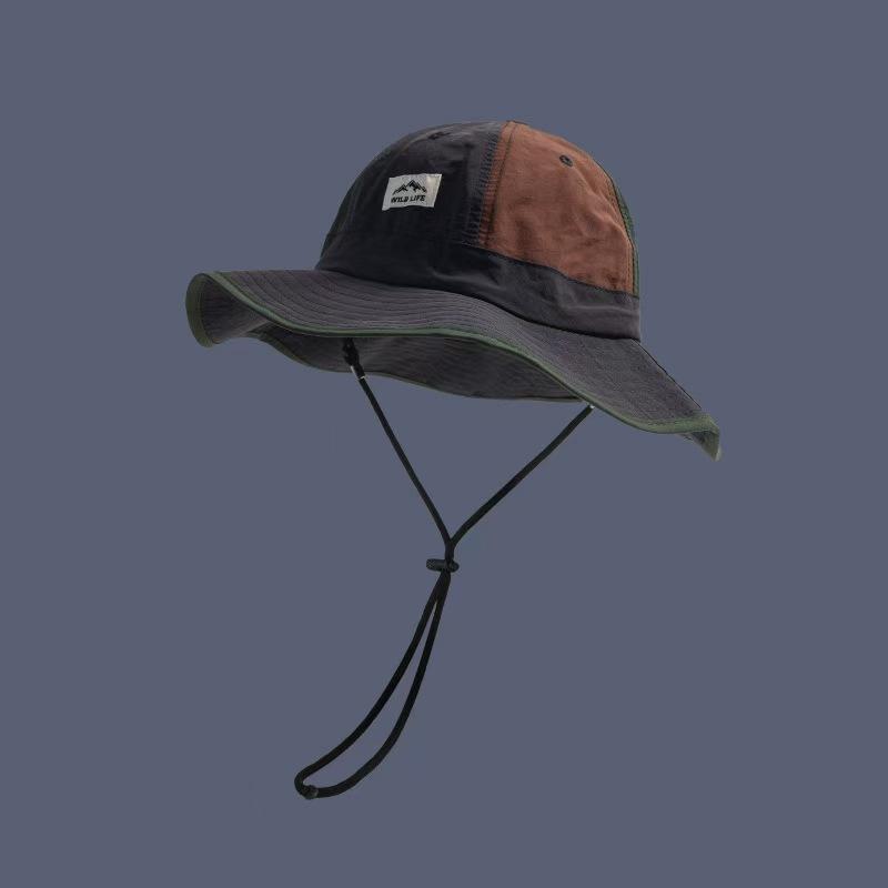 Retro Block Bucket Hat Unisex Soft Top Quick Dry Sun Hat For Students Outdoor Travel Versatile Fishing Cap M（56-58cm） тёмно-синий