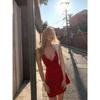 Contrast Color Heavy Industry Rope Embroidery Design Ethnic Style Girl Casual Elegant Women's Dress Women's Spring V-neck Sleeveless A-shaped Skirt