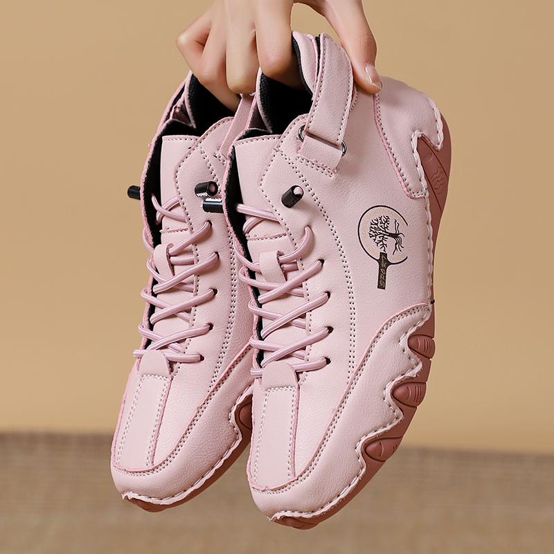 

Women s High Top Outdoor Hiking Shoes Pink Ankle Boots Casual Wide Head Khaki Handmade Shoes Plus Size EU:37 розовый