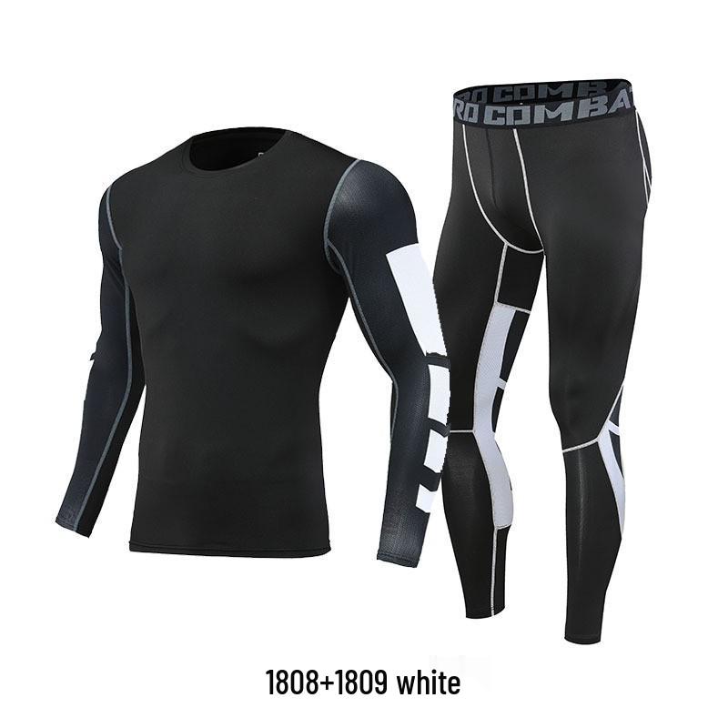 Men's Quick-Drying Elastic Compression Long Sleeve Fleece-Lined Fitness Suit