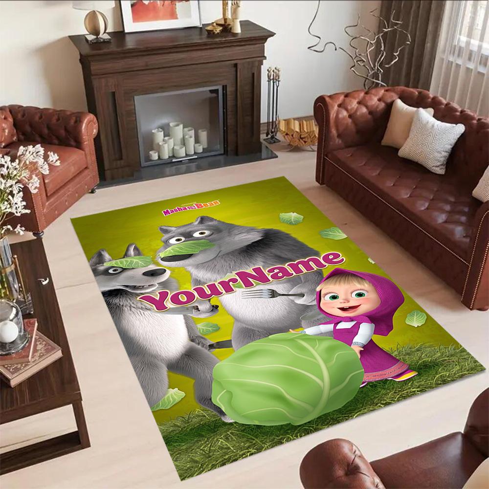 Masha Bear Customize Text Area Rug Suitable for Entryway Living Rooms Outdoor Hallway Antislip Carpet Office home decor Spiritual Gift