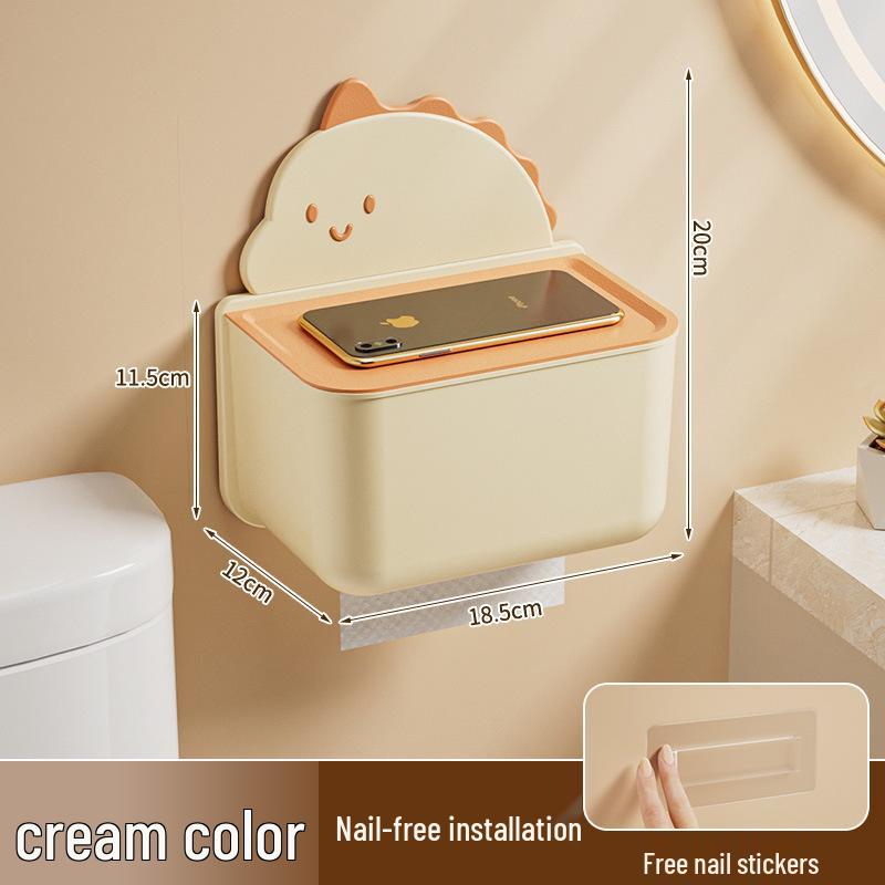 Wall-Mounted Punch-Free Cartoon Tissue Dispenser for Bathroom, Kitchen, and Living Room