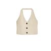 Linen Blend Hanging Collar Sleeveless Casual Tops 3207939 Bowknot Decoration Midi Dress 2153939