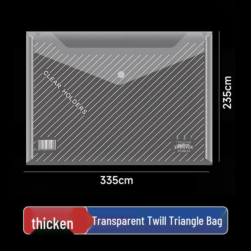 A4 Thick Transparent File & Document Storage Bag with Button Closure