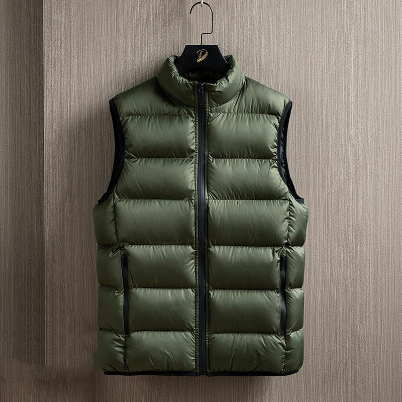 Autumn Winter Men Down Vest Simple Solid Color Stand Collar Male Waistcoat Thicken Sleeveless Casual Lightweight Man Coat
