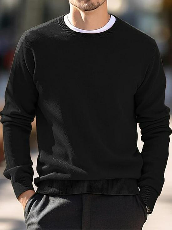 2024 Autumn/Winter Men's Round Neck European-American Knitwear Thin Wool Sweater