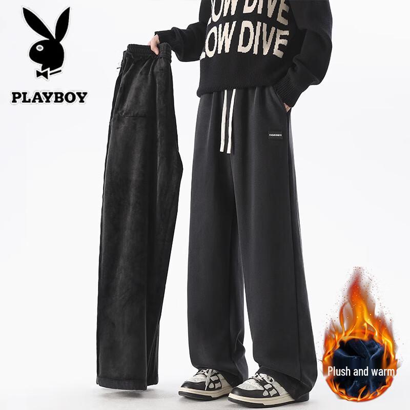Playboy Men's Fleece-Lined Straight-Leg Casual Pants