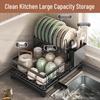Double-Layer Carbon Steel Kitchen Dish Drying Rack