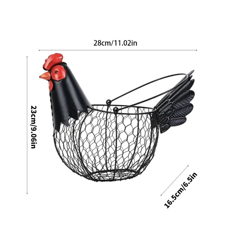 Elegantes Hühnerthema Eisen Eierhalter Korb Mit Griff Für Küchenarbeitsplattenlagerung Und Bauernhausdekoration