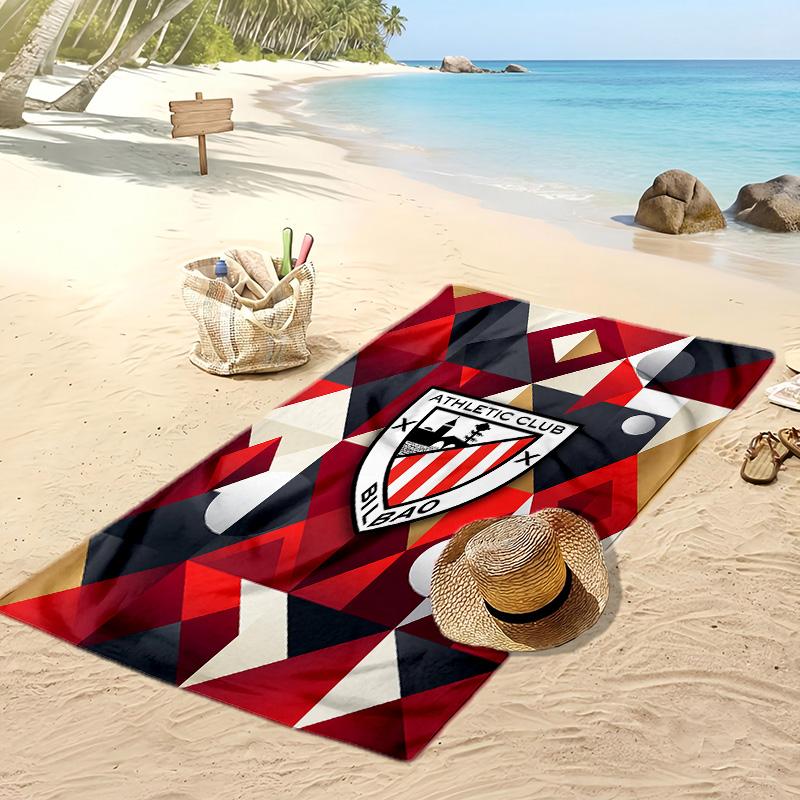 Athletic Bilbao Football Print Beach Towel, Large Soft Quick Dry Towel for Beach Camping Swimming
