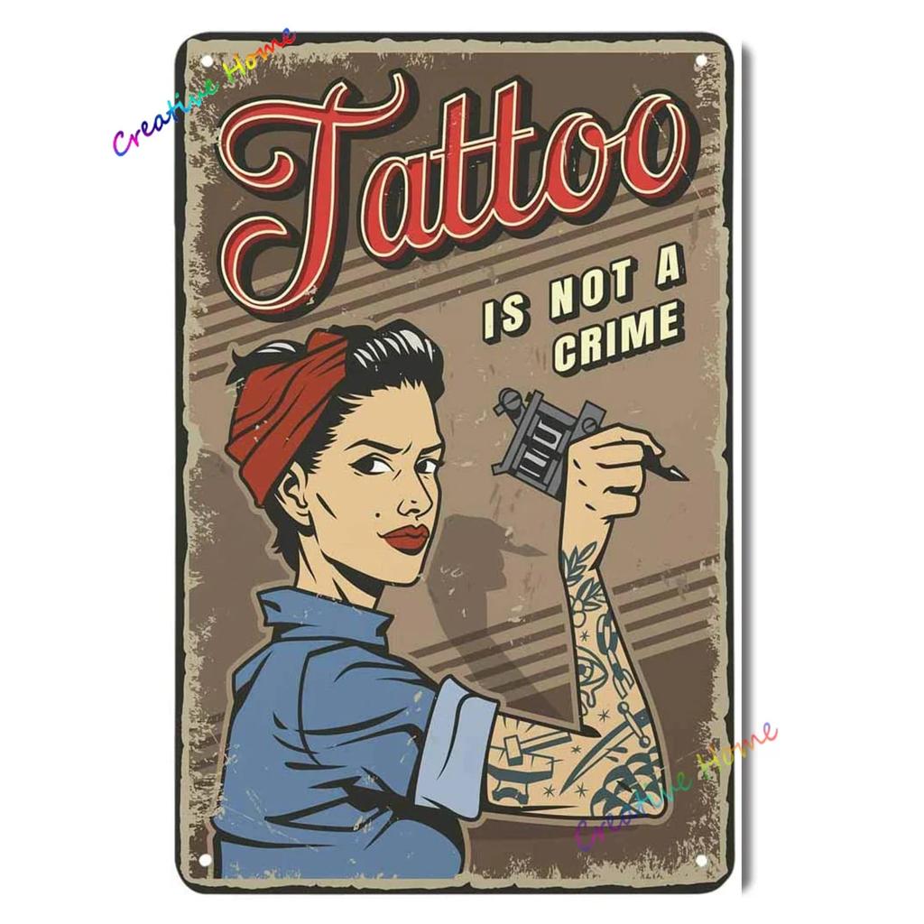 Vintage Poster Tattoo Studio Name Of Company Tin Sign Metal Plaque Shop Bar Pub Coffee Shop Wall Decoration Vintage Metal Plate