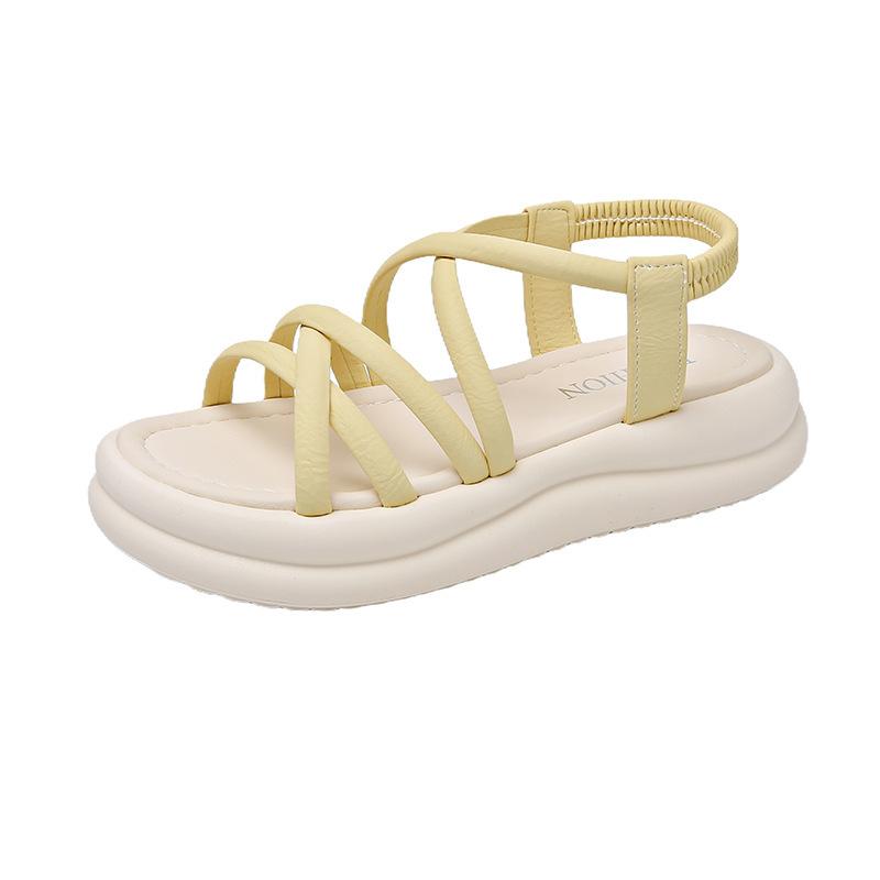 Simple Cross with Open Toe Student 2025 Summer New Casual Beach Shoes Fairy Wind Platform Sandals Female
