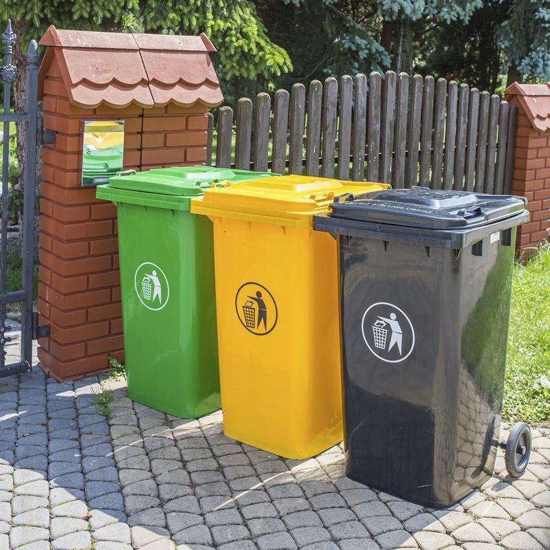 Mixed Waste Bin 120 Black On Wheels 1 Pc