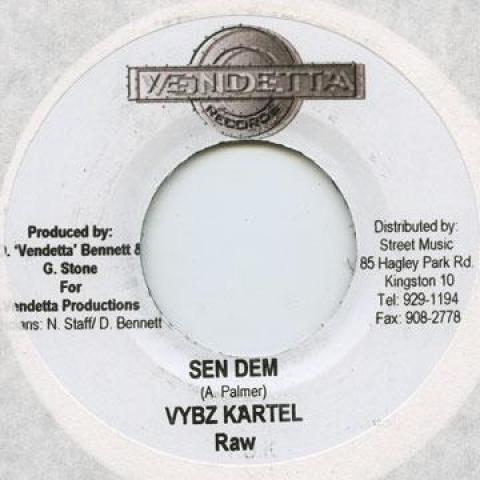 

7inch Record VYBZ KARTEL - Sen Dem Vendetta 2004 Jamaica Reggae, Ska & Dub