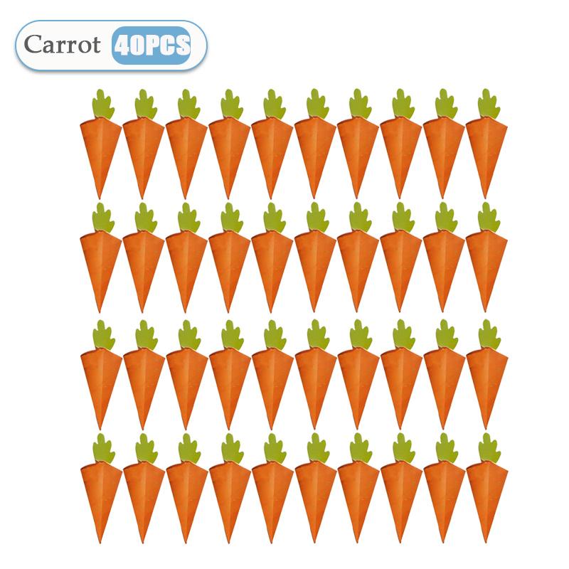 1-200PCS Creative Carrot Packaging Box Orange Candy Chocolate Cone Shaped Paper Gift Boxes Kids Easter Birthday Party Gift Bag