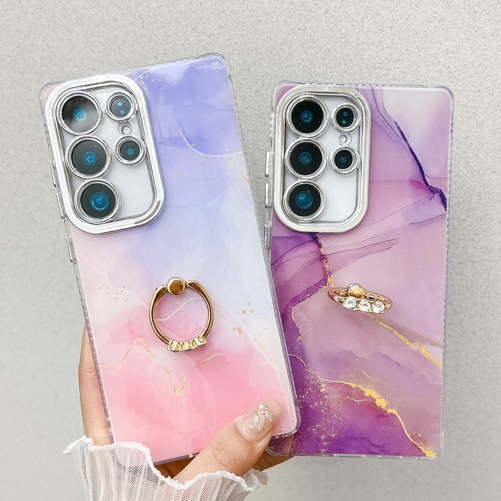 Samsung S25 Ultra Phone Case Electroplated Marble A56 Ring Bracket S24 Full Inclusive New Model