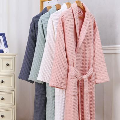 2 Lager Våffla Hotellrock Herr 100% Bomull Kimono Badrock Handduk Badrock Absorberande Rock Dam Lång Pyjamas Pyjamas