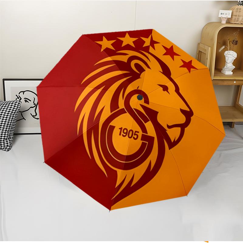 Galatasaray Fashionable Automatic Opening/Closing Folding Umbrella. Portable and Foldable, Ideal for Gift, Travel, and Daily Use.