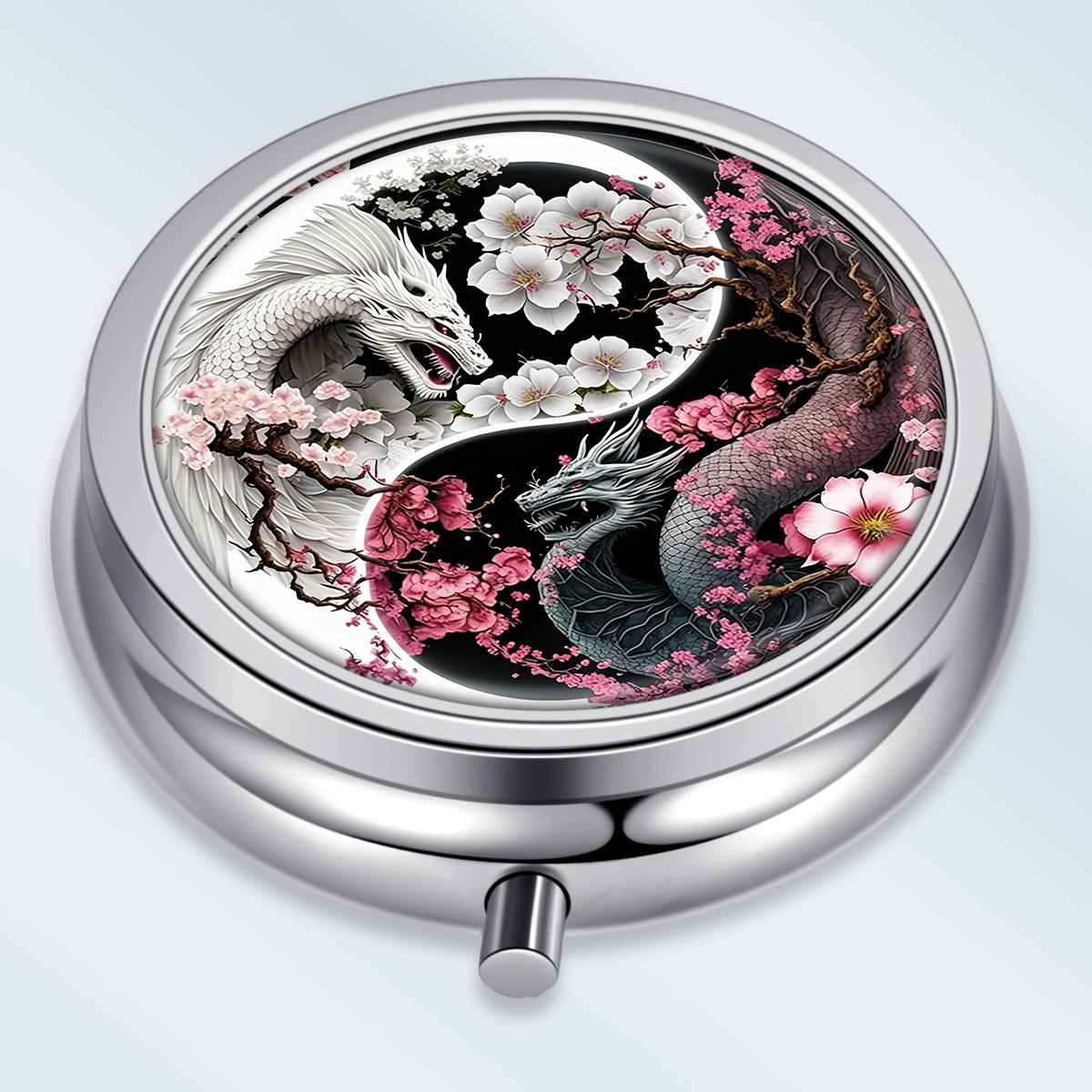 

Portable Pill Box with 3 Compartments, Mini Metal Medicine Organizer Case, Cute Printed Pill Container for Vitamins, Pills, Jewelry, Travel, Daily Use разноцветный
