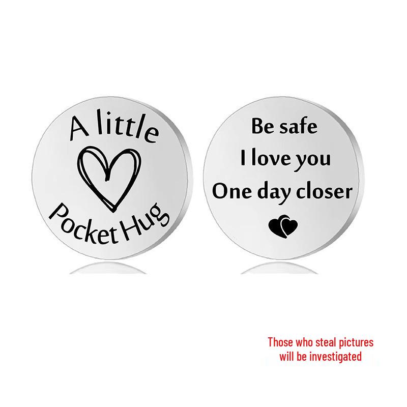 Lucky Charm Motivational Coin: Engravable Stainless Steel Couple & Family Gift Ornament.