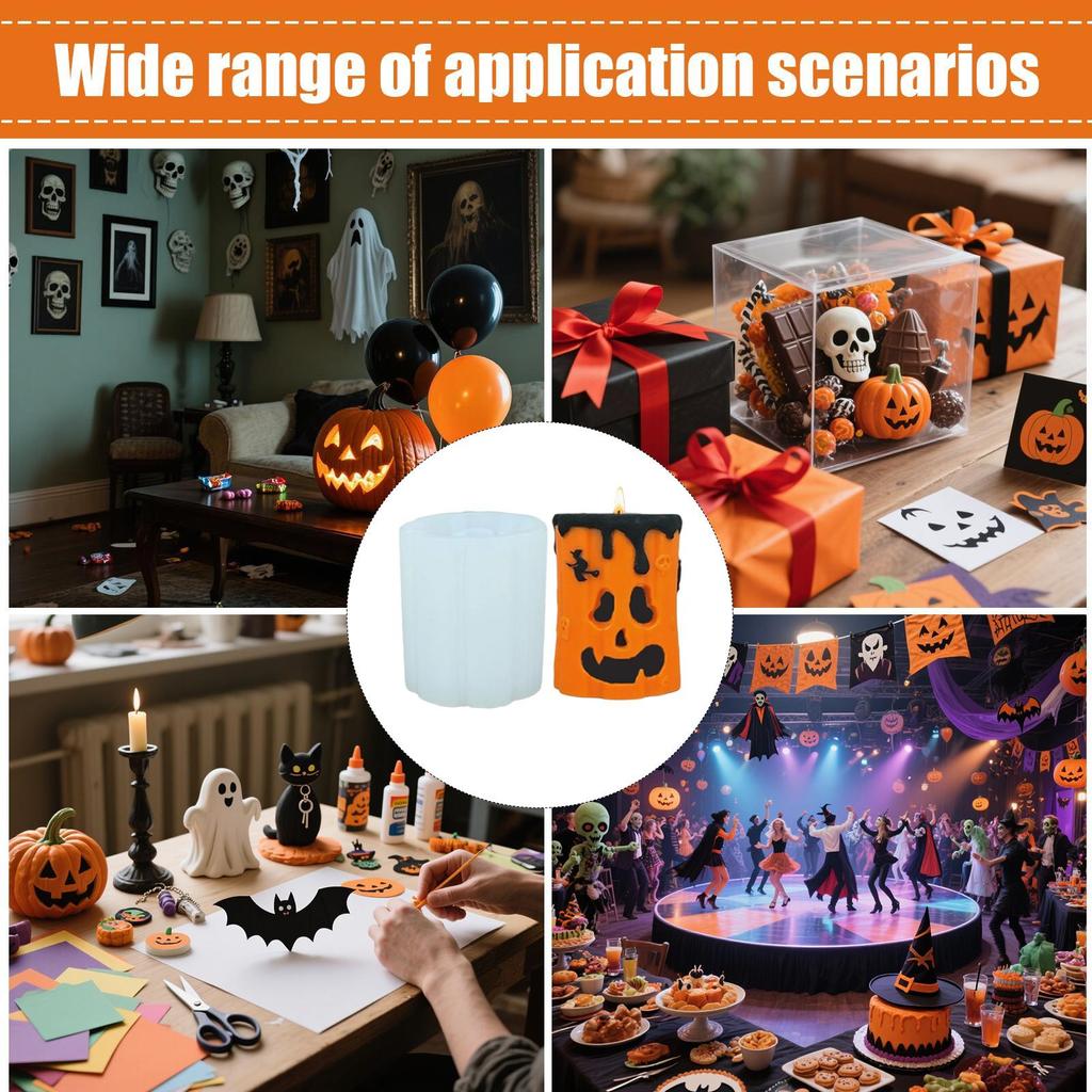 Ghost Face Pumpkin Candle Mold Pumpkin Candle Mold Reusable Silicone Tool Crafting Decoration Moulds for Beginners Adults Boys