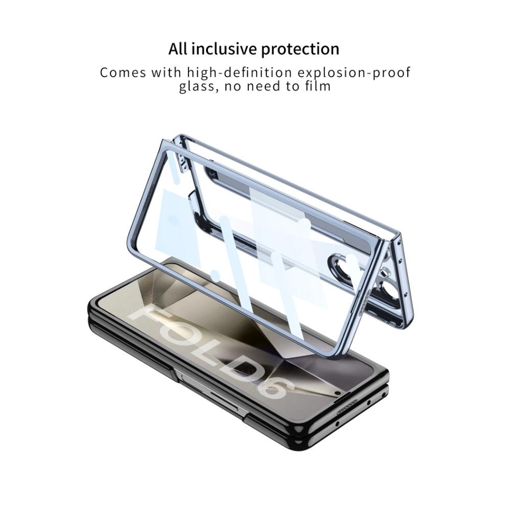 Cadru galvanizat transparent Husă dur pentru telefon pentru PC pentru Samsung Galaxy Z Fold 6 5 Husă rezistentă la șocuri cu stilou tactil de protecție pentru ecran