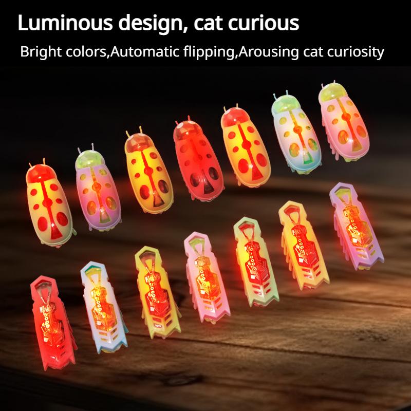 Cat Toys Luminescence Electric Worms Pet Interactions Insects Beetle Micro Worms Automatic Flipping Obstacle Avoidance Plaything