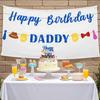 Glitter Happy Birthday Banner for Fathers Party Decoration Pre-Strung Celebration Blue Flag Cake Banner Happy Daddy Bold Letter Sign We Love Dad